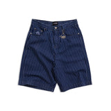 TINY POCKET WIDE-LEG SHORT JEANS [KC GIFT] - STRIPED LIGHT BLUE