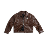 RECLAIM JOY LEATHER JACKET - BROWN