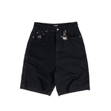 TINY POCKET WIDE-LEG SHORT JEANS [KC GIFT] - BLACK
