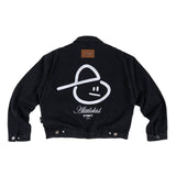 EMBLEM DENIM WORK JACKET - BLACK