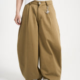SMART HOOK WIDE LEG KHAKI PANTS [KC GIFT] - DUST KHAKI