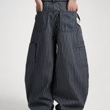 SMART HOOK WIDE LEG KHAKI PANTS [KC GIFT] - STRIPED LIGHT BLUE