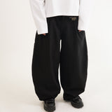 SMART HOOK WIDE LEG KHAKI PANTS [KC GIFT] - BLACK