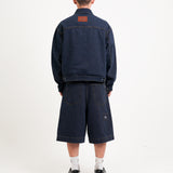 TINY POCKET WIDE-LEG SHORT JEANS [KC GIFT] - DARK BLUE