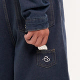 TINY POCKET WIDE-LEG SHORT JEANS [KC GIFT] - DARK BLUE