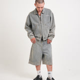 EMBLEM DENIM WORK JACKET - LIGHT BLUE