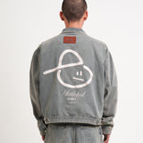 EMBLEM DENIM WORK JACKET - LIGHT BLUE