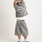 EMBLEM DENIM WORK JACKET - LIGHT BLUE