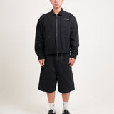 EMBLEM DENIM WORK JACKET - BLACK