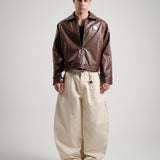 RECLAIM JOY LEATHER JACKET - BROWN