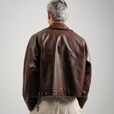 RECLAIM JOY LEATHER JACKET - BROWN