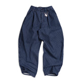 SMART HOOK WIDE LEG KHAKI PANTS [KC GIFT] - STRIPED LIGHT BLUE