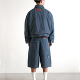 URBAN DENIM WORK JACKET - STRIPED LIGHT BLUE